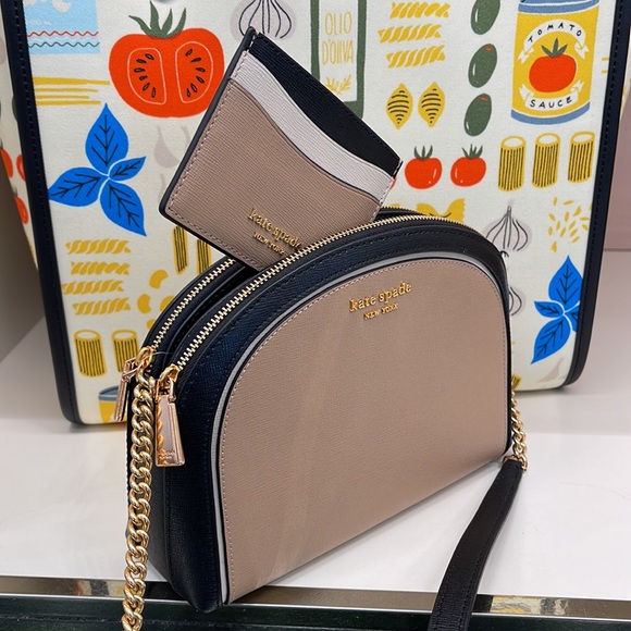 Kate Spade Morgan Colorblocked Double-zip Dome Crossbody & Morgan Cardholder NWT - Picture 3 of 14
